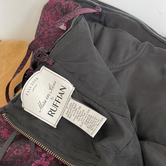 Mise En Scène By Ruffian Fall 2009 Jacquard Red/Black Floral Dress Size 4 - Picture 11 of 12